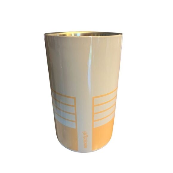 SOCIETY6 WINE CHILLER in CREAM AND PEACH STRIPE 7.6" Stainless Steel NEW retro - Picture 2 of 5
